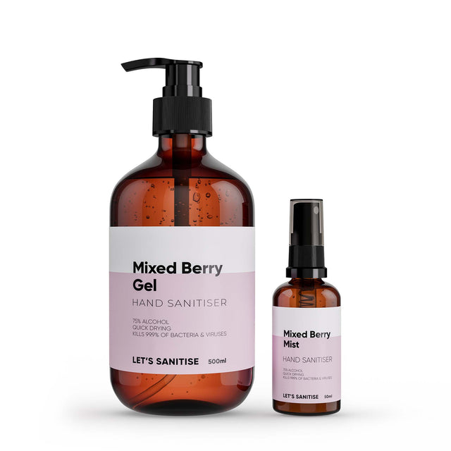 Mixed Berry Scented Hand Sanitiser Gel and Spray Multipack (50ml and 500ml)